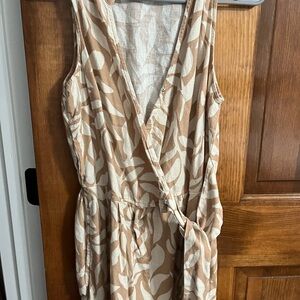 Sleeveless Tan and Cream Wrap Romper